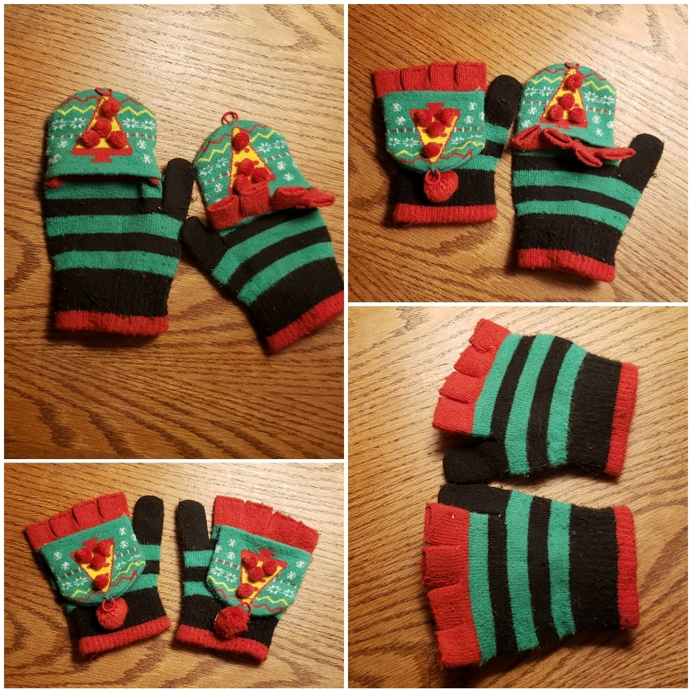 Holiday 🎄 kids fingerless convertible mitten half finger flap winter kids small